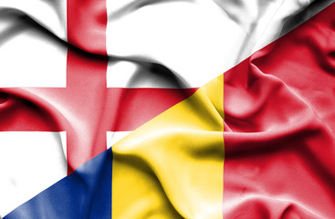 Waving flag of Romania and England