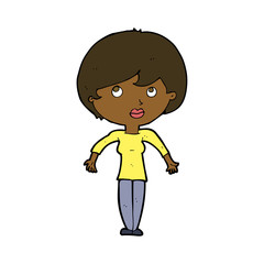 cartoon woman shrugging shoulders