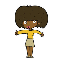 cartoon woman giving thumbs up symbol