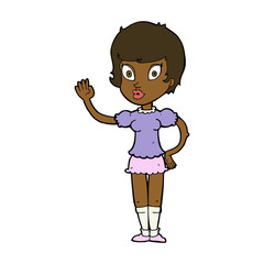 cartoon pretty girl waving