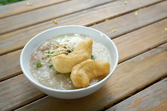 Pork porridge with ginger and coriander