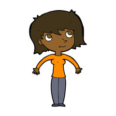 cartoon woman shrugging