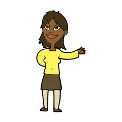 cartoon woman gesturing to show something