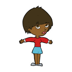 cartoon woman with open arms