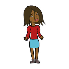 cartoon woman shrugging shoulders