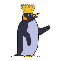 cartoon emperor penguin waving