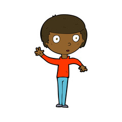cartoon waving boy