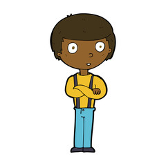 cartoon staring boy with folded arms
