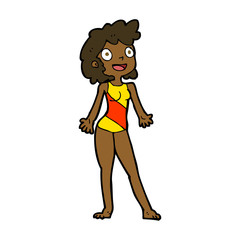 cartoon woman in swimming costume