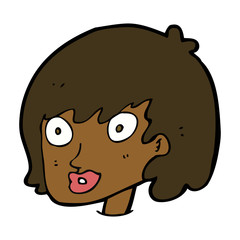 cartoon happy female face