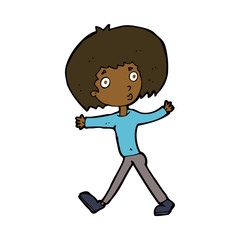 cartoon surprised man walking