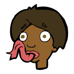 cartoon head sticking out tongue