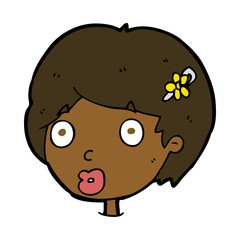 cartoon surprised female face