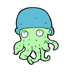 cartoon alien head wearing hat