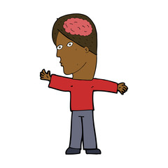 cartoon man with brain