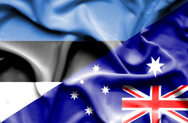 Waving flag of Australia and Estonia