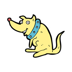 cartoon happy dog in big collar