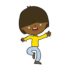 cartoon happy boy dancing