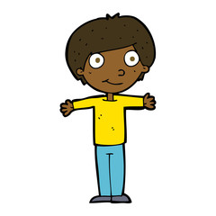 Obraz premium cartoon happy boy with open arms