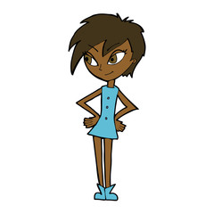 cartoon girl with hands on hips