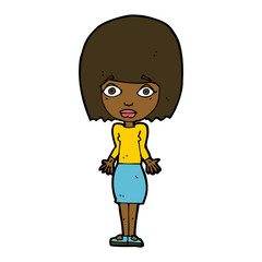 cartoon woman shrugging shoulders