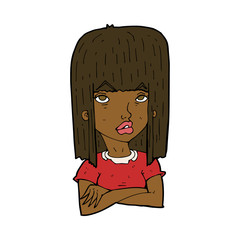 cartoon girl with folded arms