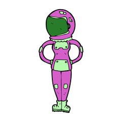 cartoon female astronaut