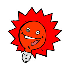 happy flashing red light bulb cartoon