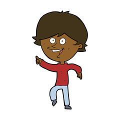 cartoon happy pointing man