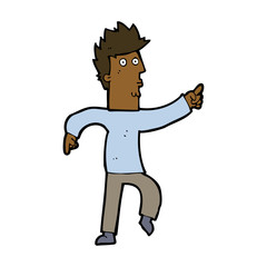 cartoon worried man pointing