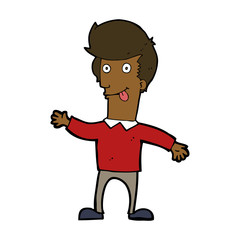 Obraz premium cartoon man sticking out tongue