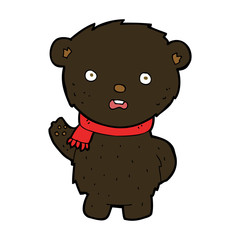 cartoon black bear wearing scarf