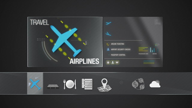 Airline icon for travel contents.Digital display application.(included Alpha)