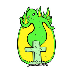 cartoon ghost rising from grave