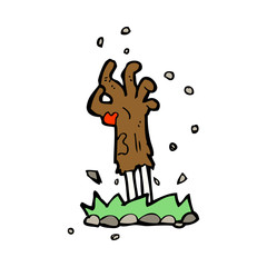 cartoon zombie hand rising from ground