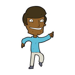 cartoon happy man pointing