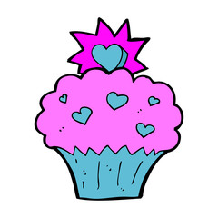 cartoon love heart cupcake