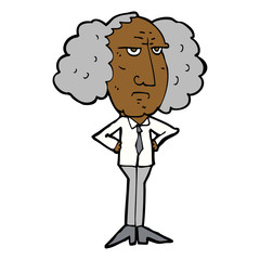 cartoon big hair lecturer man