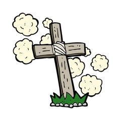 cartoon wooden cross grave