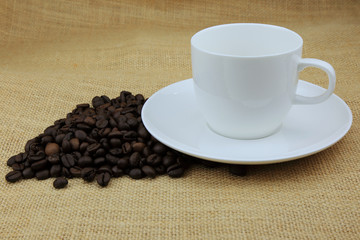 coffee beans and coffee cup