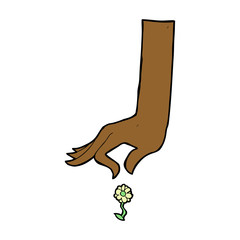 cartoon hand picking flower