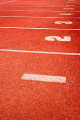 Running track with lane numbers