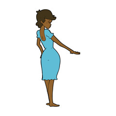 cartoon pretty woman looking at nails