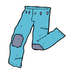 cartoon patched old jeans