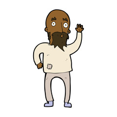 cartoon bearded man waving