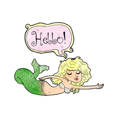 cartoon mermaid saying hello