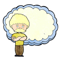 cartoon man with text space cloud