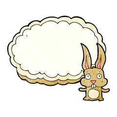 cartoon rabbit with text space cloud
