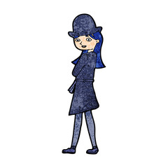 cartoon woman wearing sensible hat