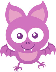 Cute baby bat smiling and flapping enthusiastically